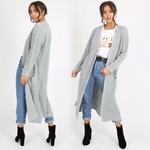 Gray Long Knit Cardigan One Size Fits Most